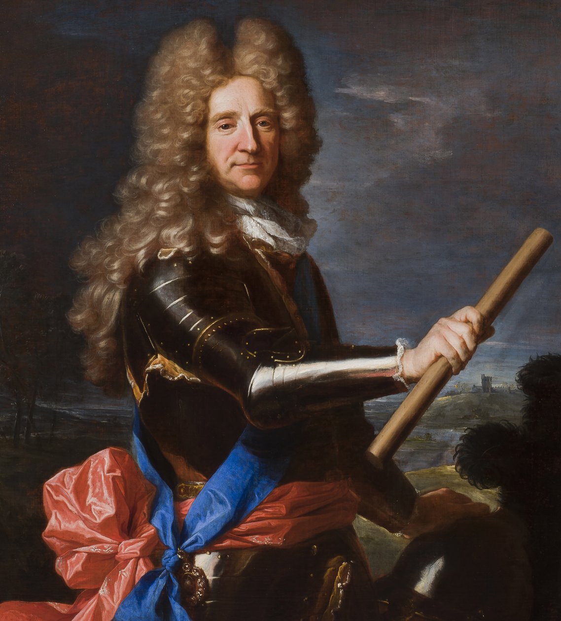 Detalje af portræt af Hans Willem Bentinck, 1. jarl af Portland, 1699 af Hyacinthe Francois Rigaud