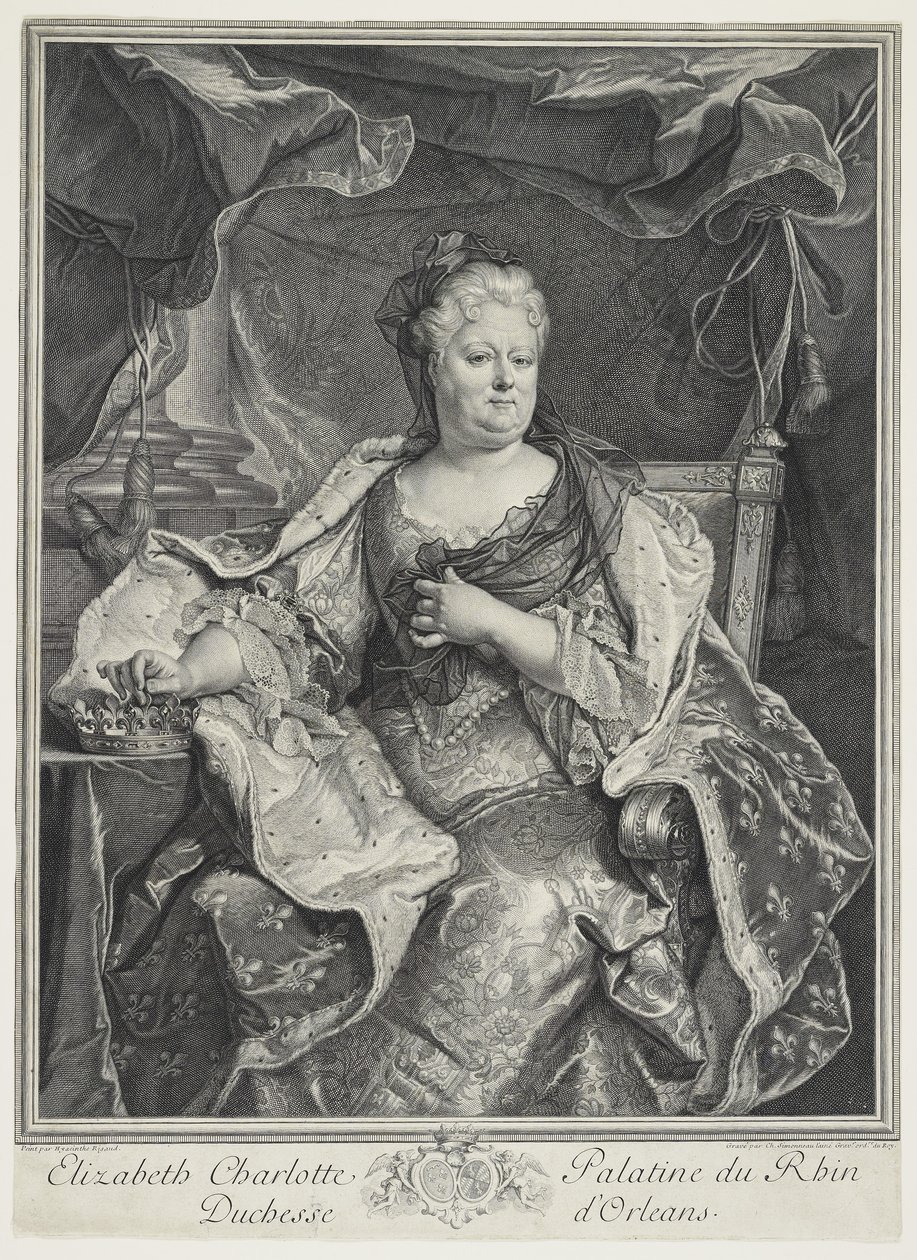 Elizabeth Charlotte Palatine du Rhin, hertuginde af Orleans, eng. Charles Louis Simmoneau (1645-1728) af Hyacinthe Francois Rigaud