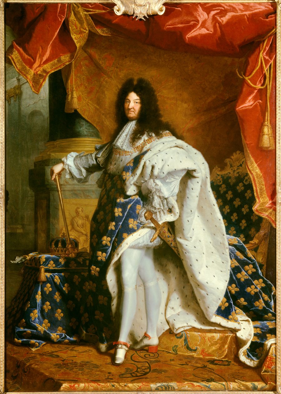 Fuld længde portræt af kongen Ludvig XIV af Hyacinthe Francois Rigaud