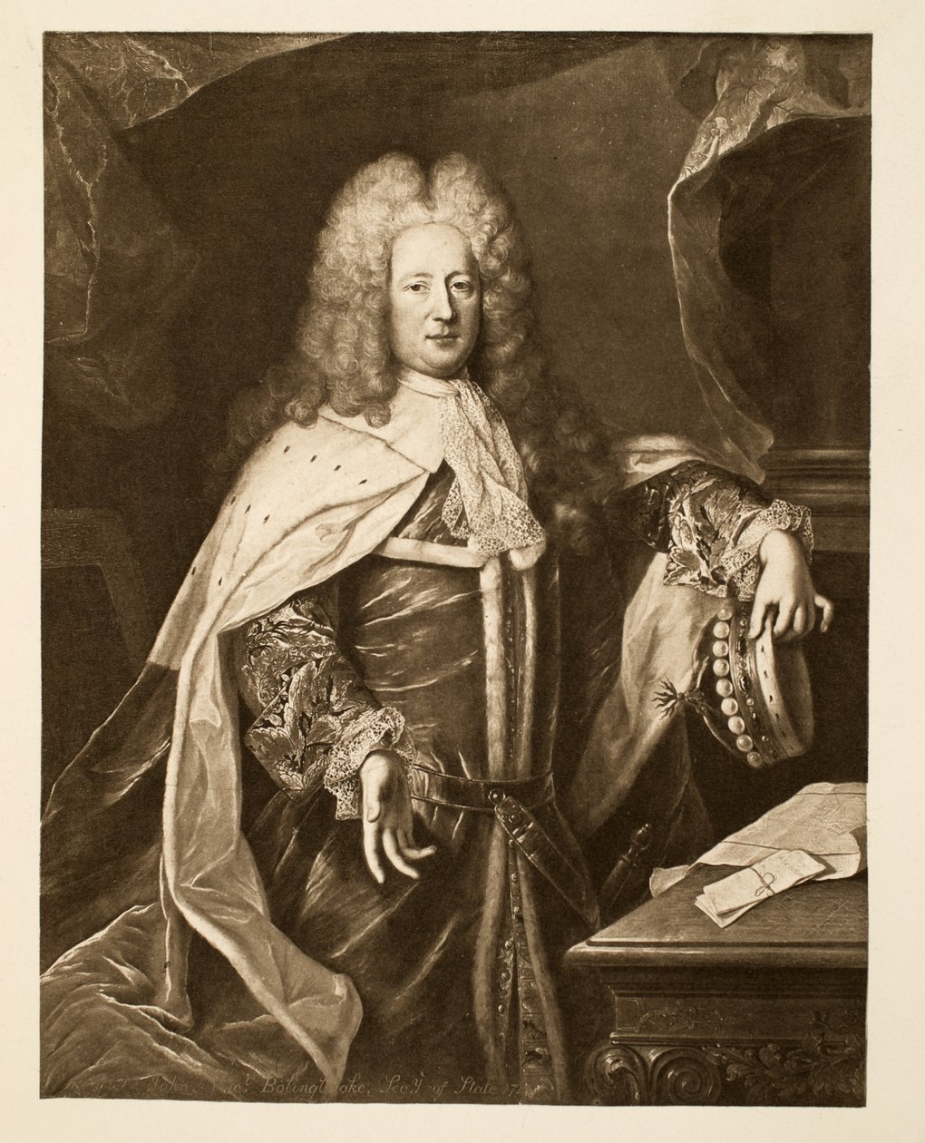 Henry St. John, Viscount of Bollingbroke, pub. 1902 (collotype) af Hyacinthe Francois Rigaud