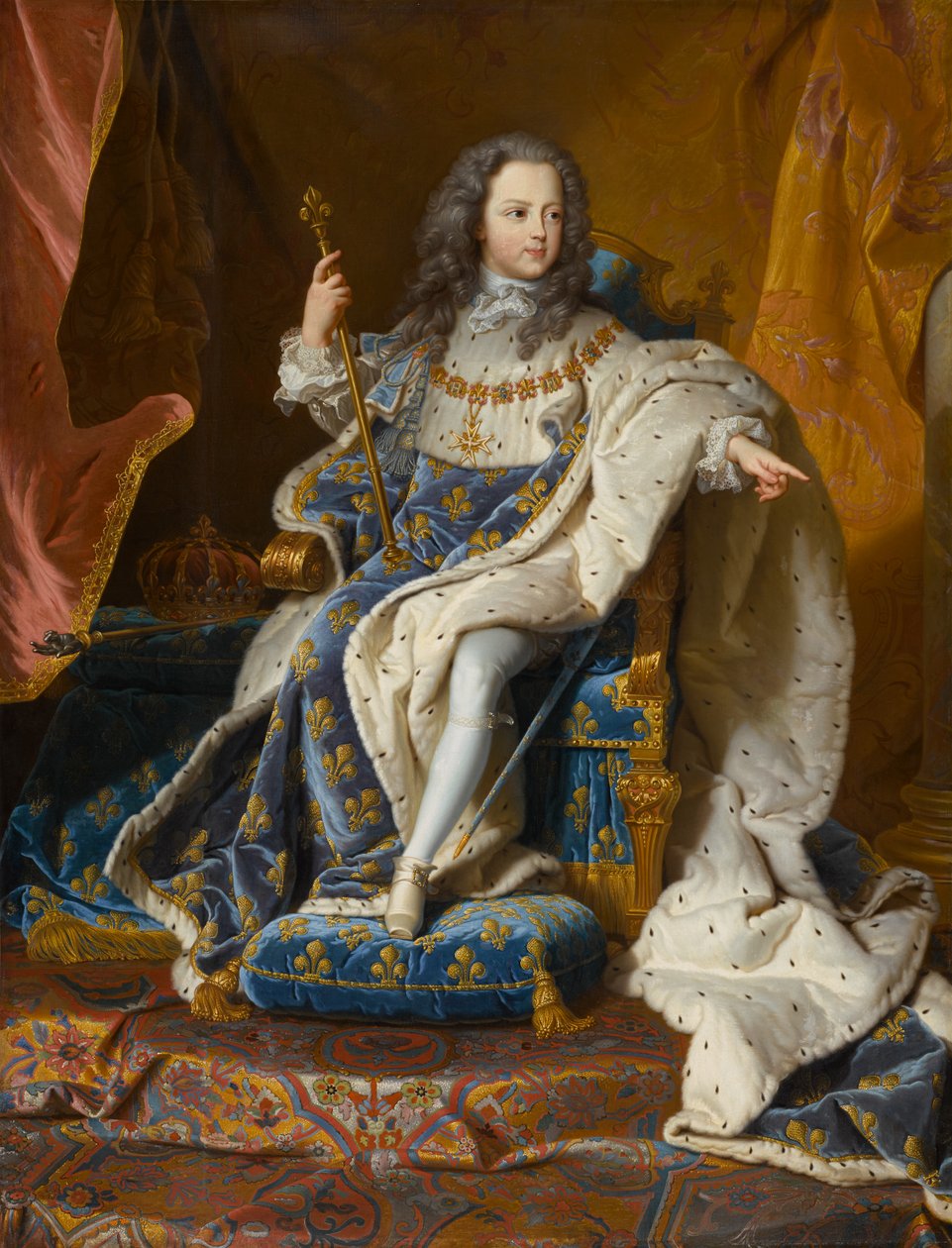 Louis XV (1710-1774), ca. 1715-1717 (olie på lærred) af Hyacinthe Francois Rigaud