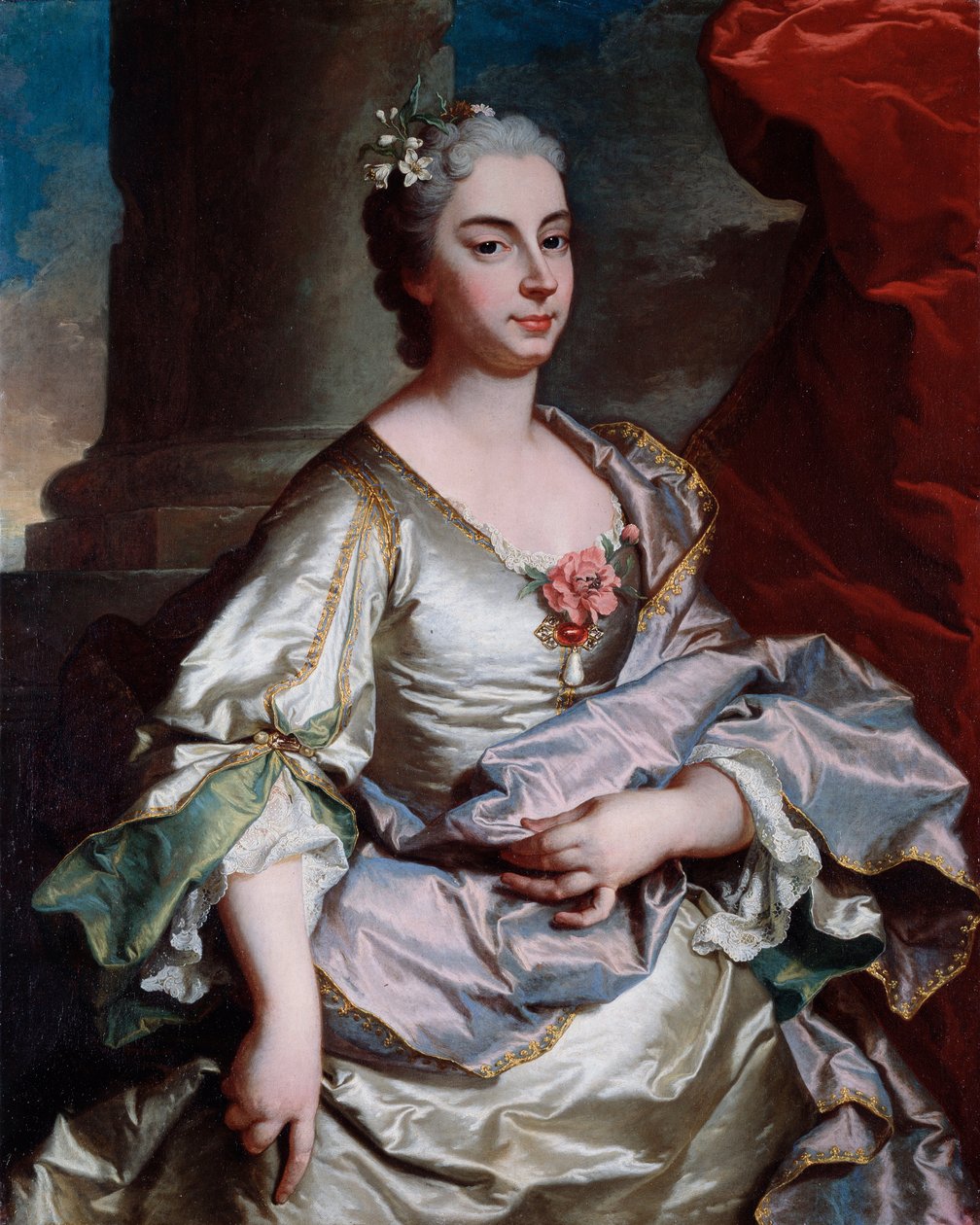 Portræt af Battina Raggi, Marquise of Brignole Sale (død 1747) Maleri af Hyacinthe Rigaud (1659-1743) 1737-1739 Dim 101x80 cm Genes, Musei di Strada Nuova (ex Palazzo Rosso) af Hyacinthe Francois Rigaud