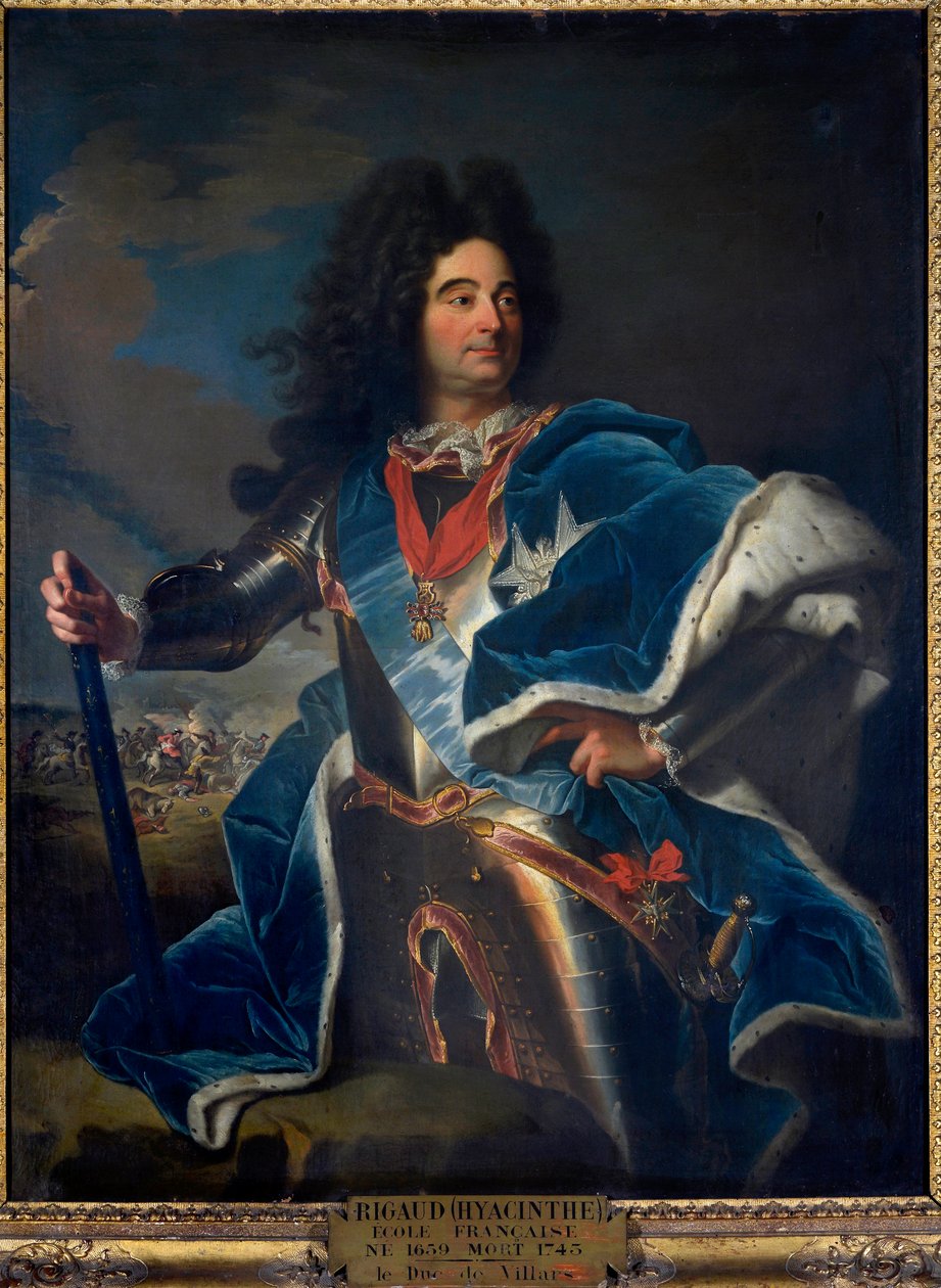 Portræt af Louis Claude Hector, hertug af Villars, marechal af Frankrig (1652-1734) Han har halskæden af Det Gyldne Skind (1659-1743) ca. 1714 af Hyacinthe Francois Rigaud