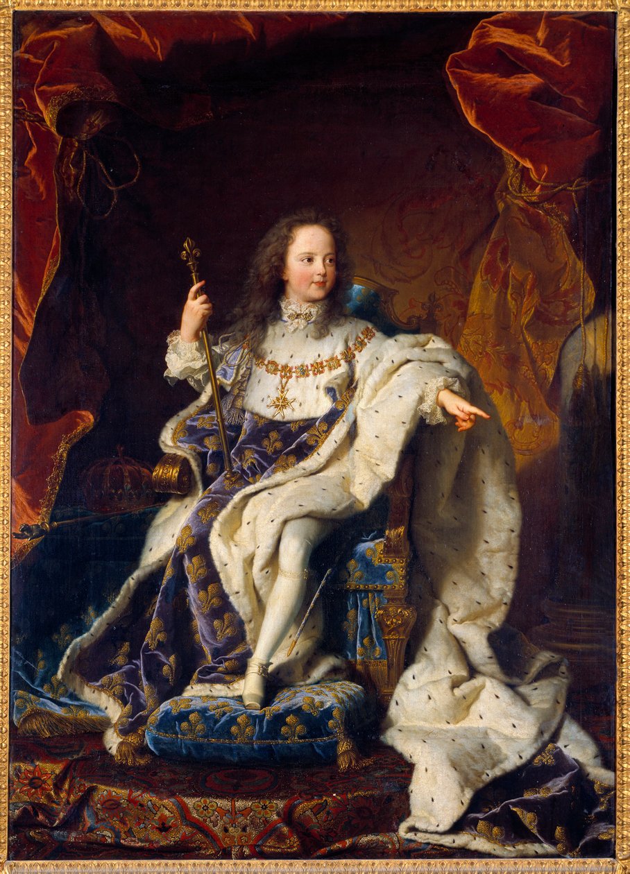 Portræt af Louis XV fem år gammelt barn i hellig dragt, konge af Frankrig (1710-1774). Maleri af Hyacinthe Rigaud (1659-1743) af Hyacinthe Francois Rigaud