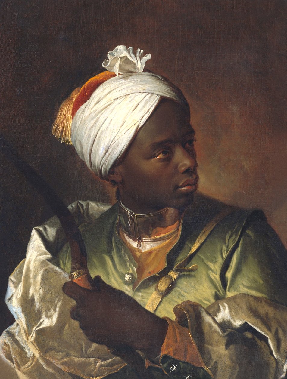 Portræt af en sort mand, der holder en bue, ca. 1697 (olie på lærred) af Hyacinthe Francois Rigaud