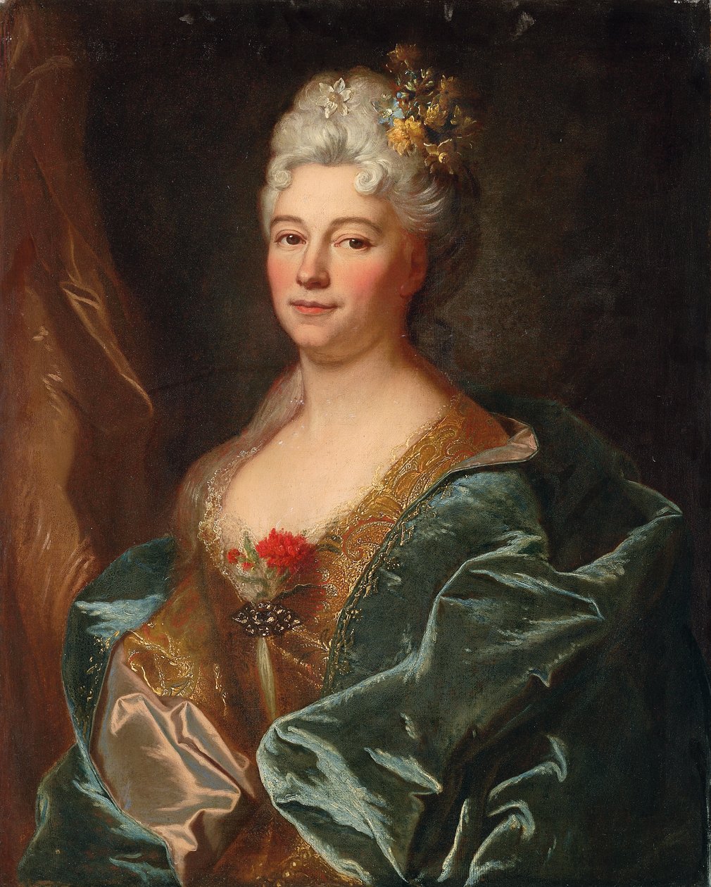 Portræt af Marquise de la Mesangere, født Marguerite de Rambouillet af Hyacinthe Francois Rigaud