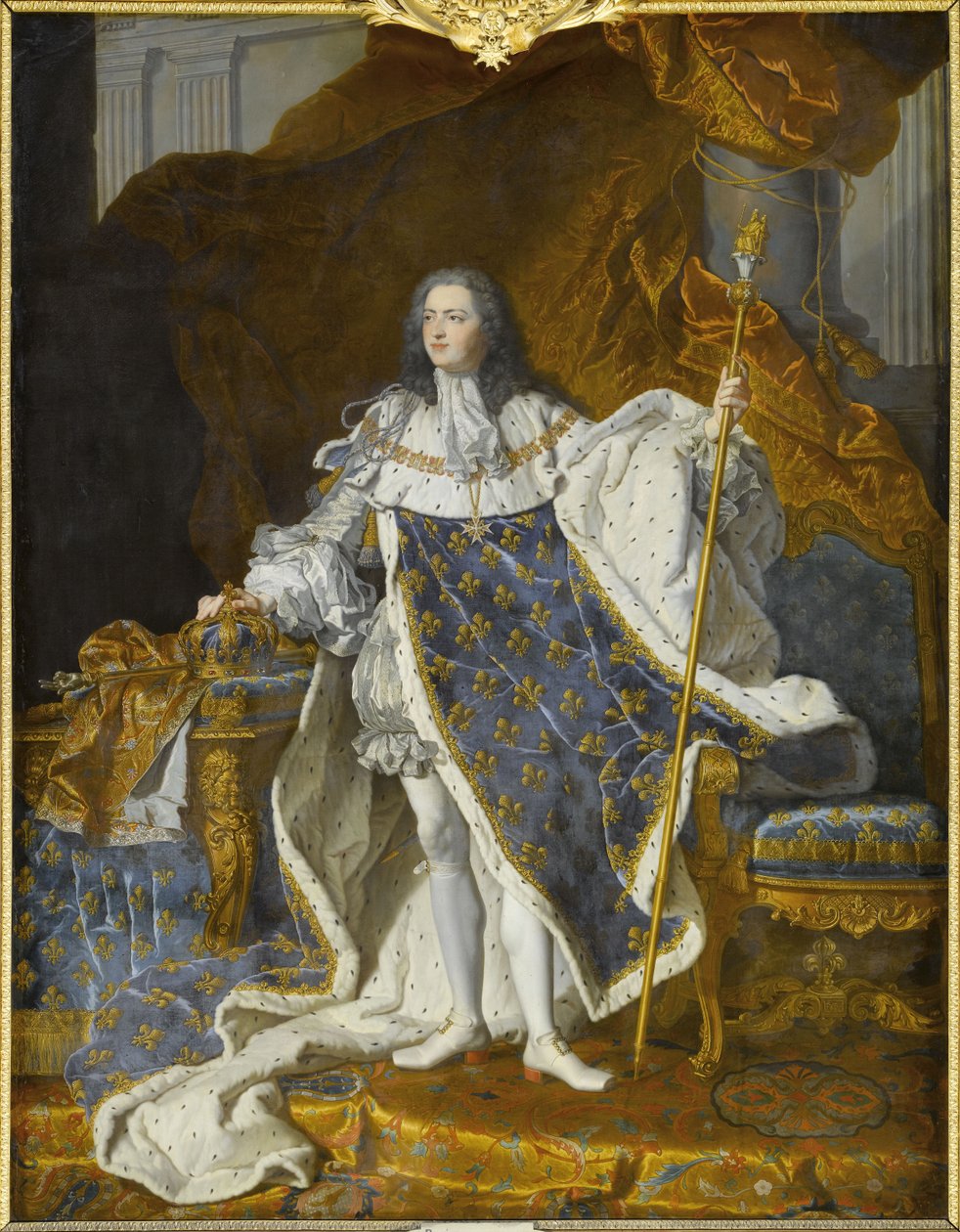 Portræt af Ludvig XV i hans kongelige dragt af Hyacinthe François Honoré Rigaud