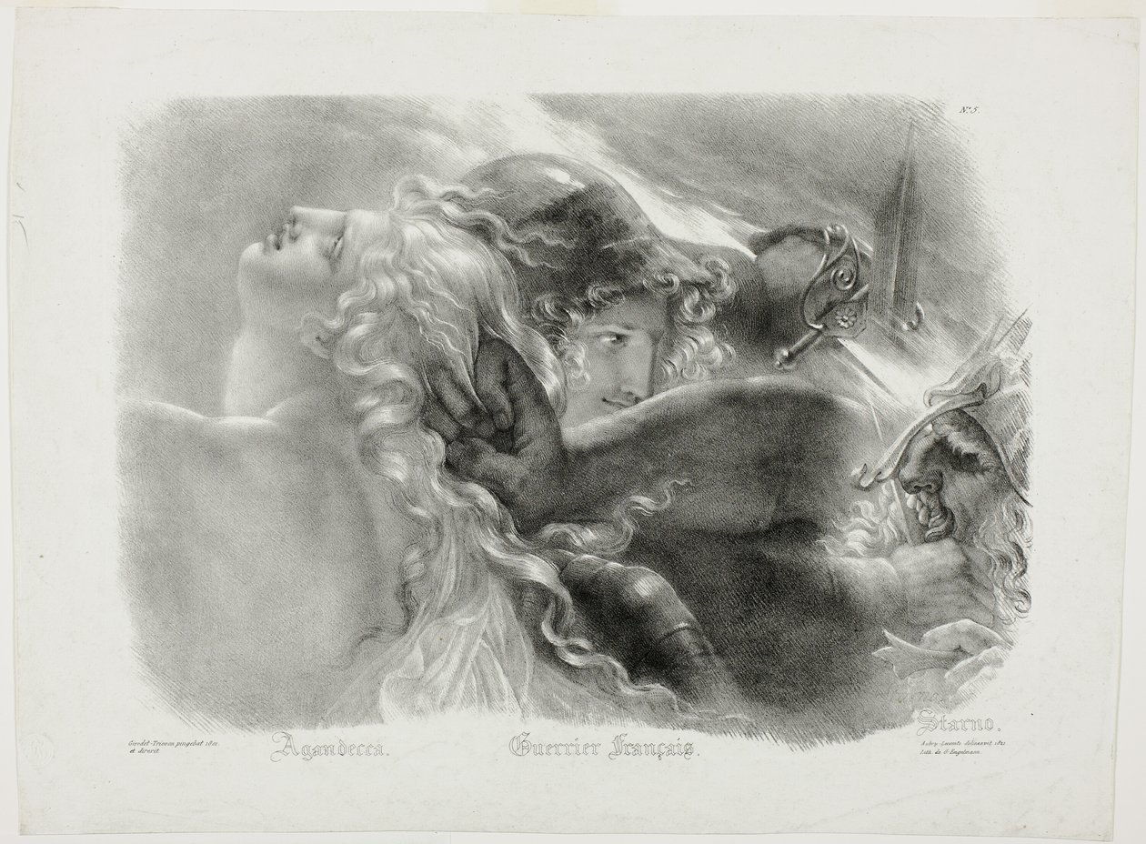 Agandecca, fransk kriger, Starno, efter Apotheose af franske helte, der døde for deres land under frihedskrigen af Hyacinthe Louis Aubry Lecomte