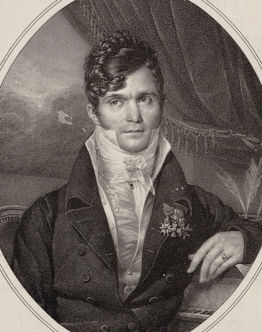 Portræt af dirigenten og komponisten Gaspare Spontini 1774-1851, 1824. af Hyacinthe Louis Victor Jean Baptiste Aubry