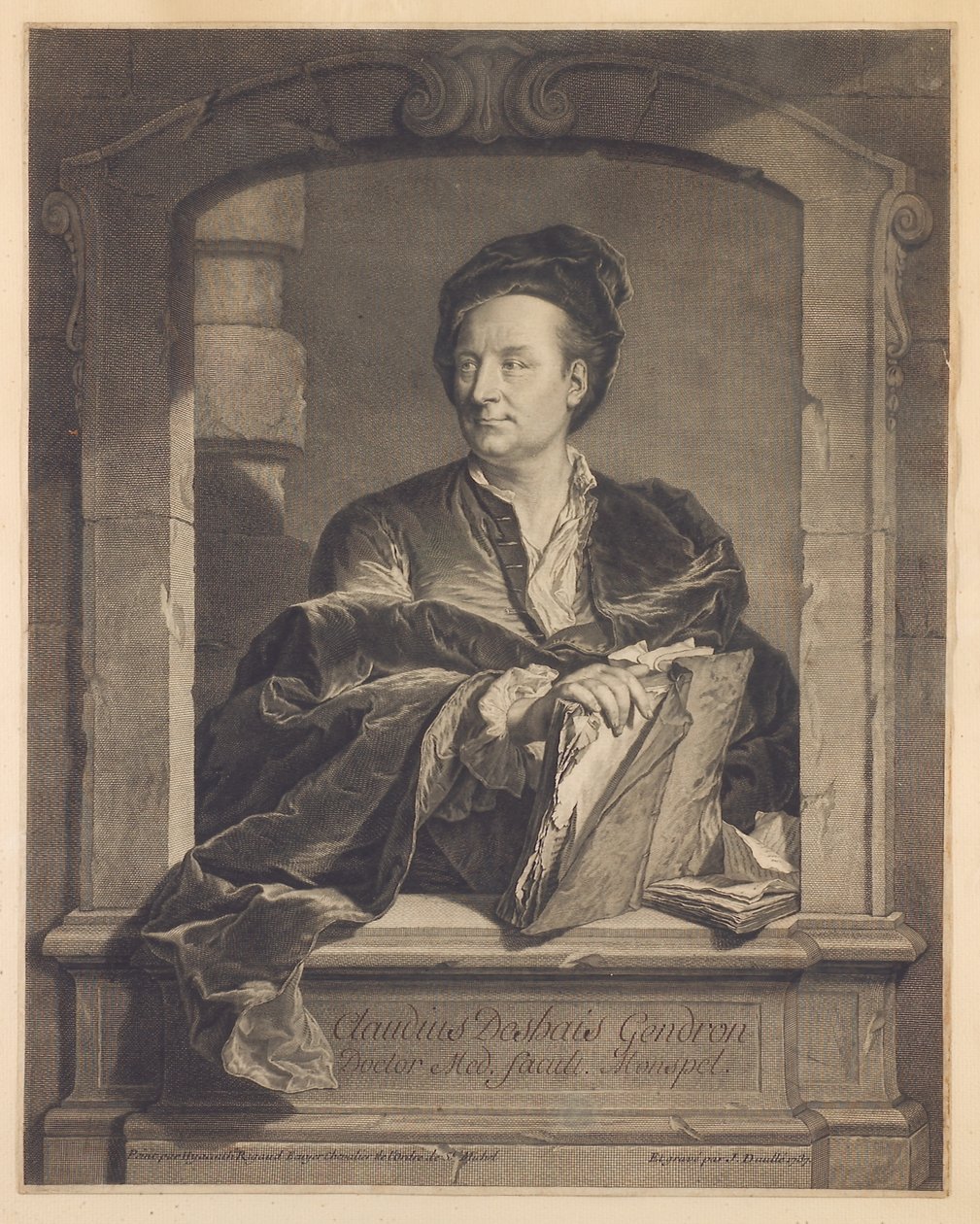 Doktor Claude Deshais Gendron, graveret af J. Daulle, c.1737 af Hyacinthe Francois Rigaud