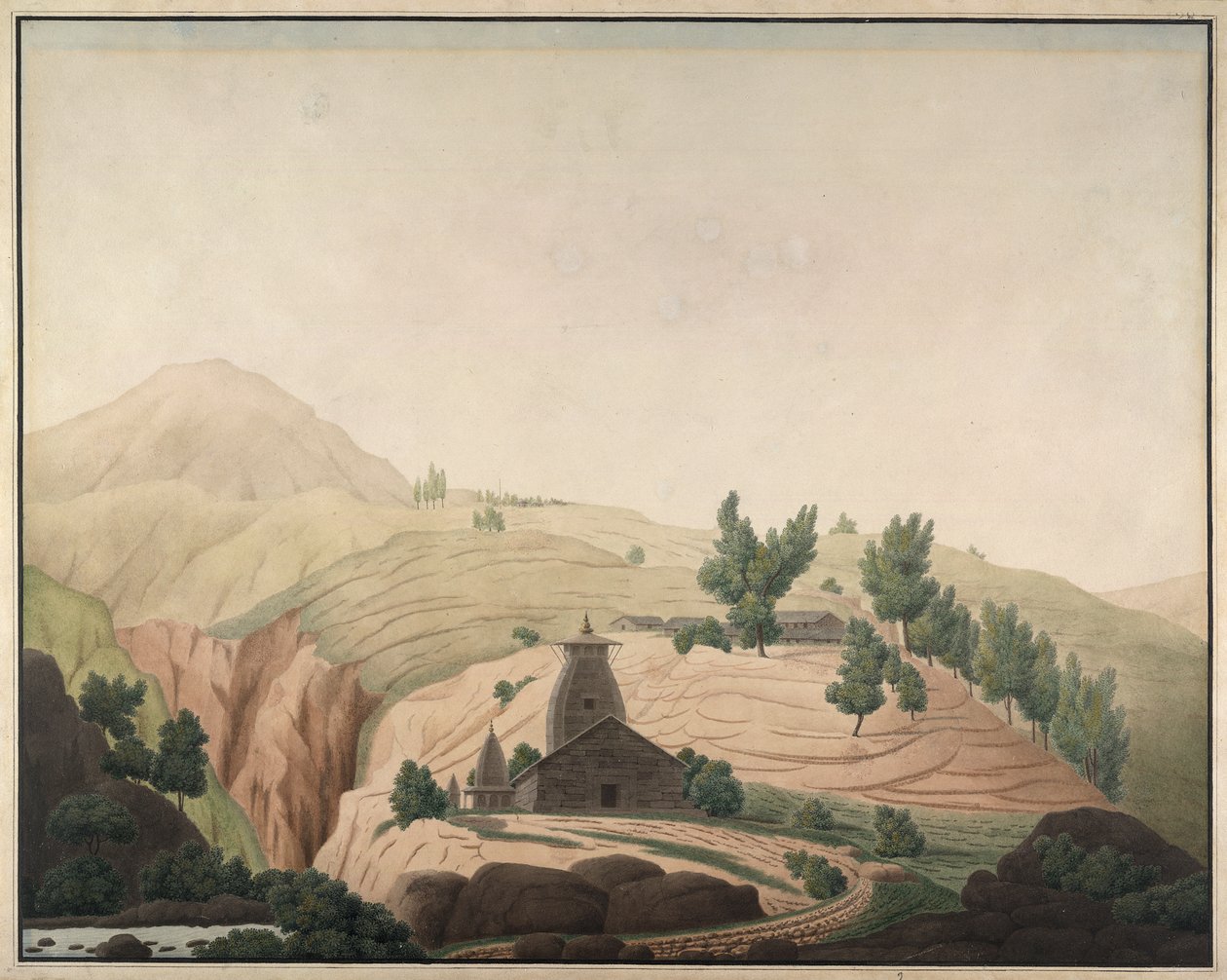 Landsbyen Barhaiti med et tempel i forgrunden af Hyder Jung Hearsey