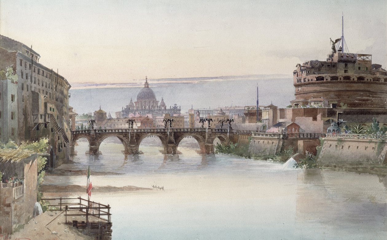 Udsigt over Rom, 1860 (wc) af I. Martin