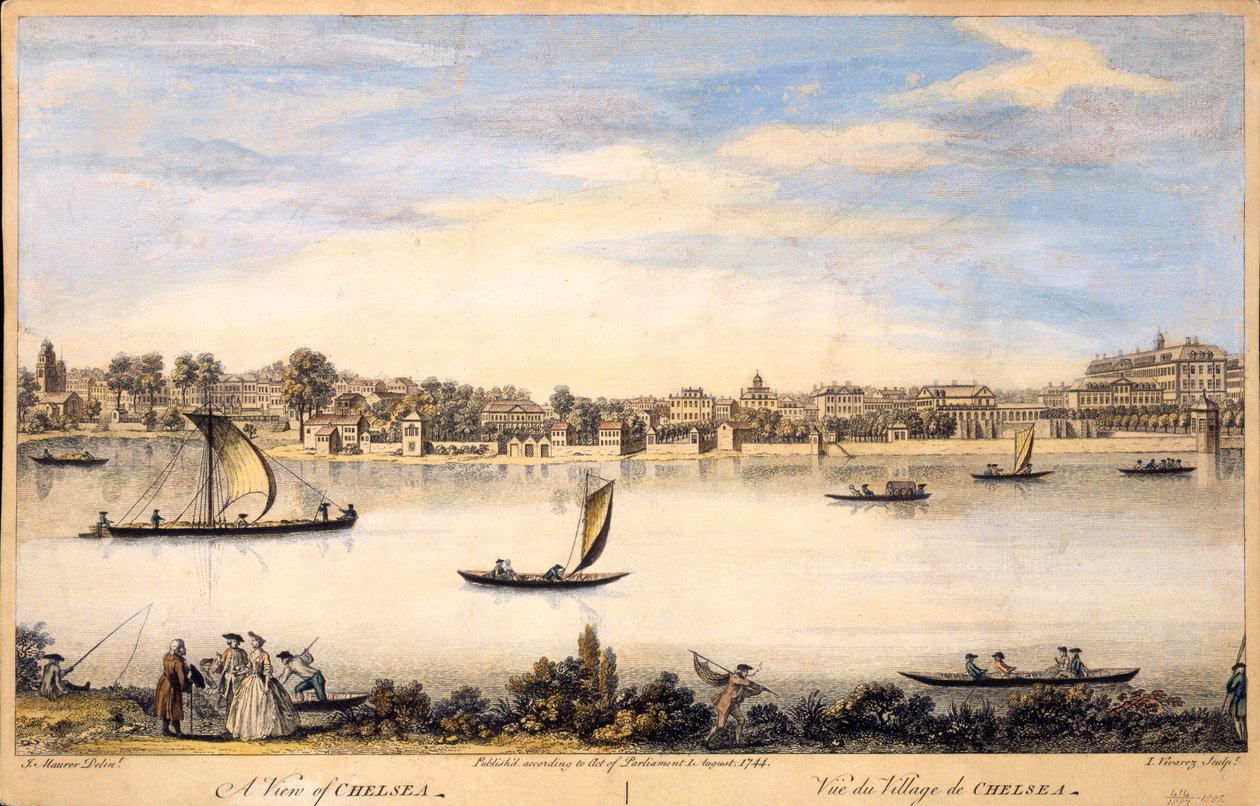 A View of Chelsea, indgraveret af I. Vivarez, ca. 1744 af I. Maurer