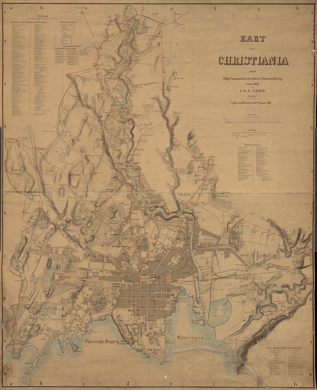 Kort over Christiania af I.W.G. Næser