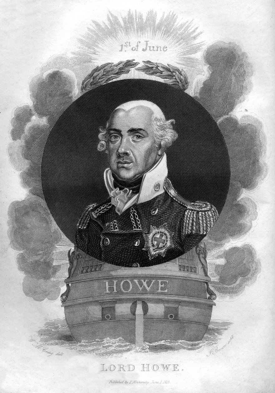 Admiral Richard Howe, 1st Earl Howe, 1726-1799, engelsk admiral, 1816. af I. Brown