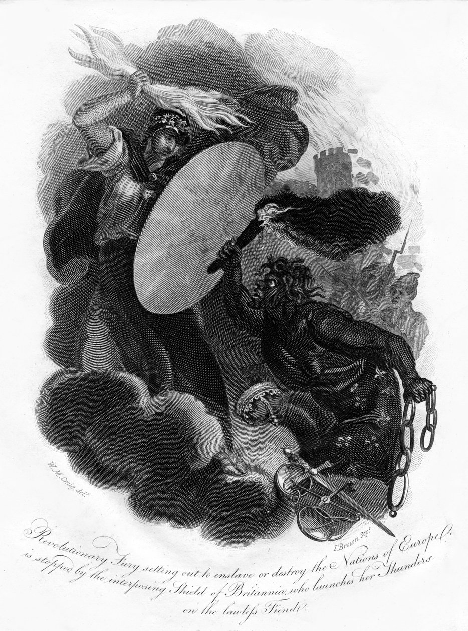 Revolutionært raseri og Britannia, 1814. af I. Brown