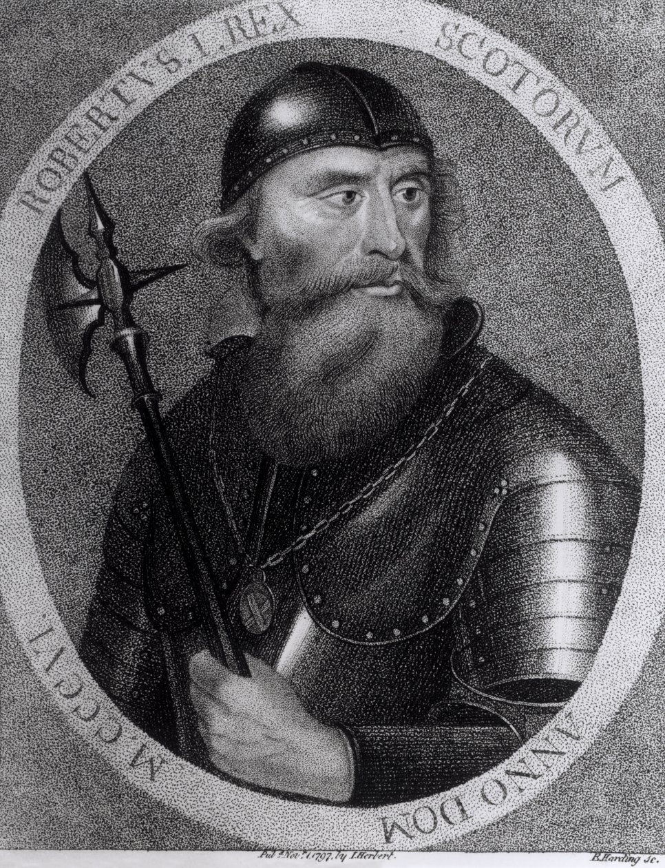 Portræt af kong Robert I af Skotland (1274-1329) indgraveret af E.Harding, 1. november 1797 af I Herbert
