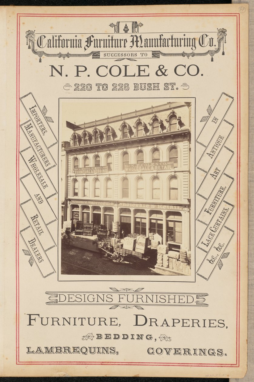 [California Furniture Manufacturing Company, San Francisco] af I. W. Taber