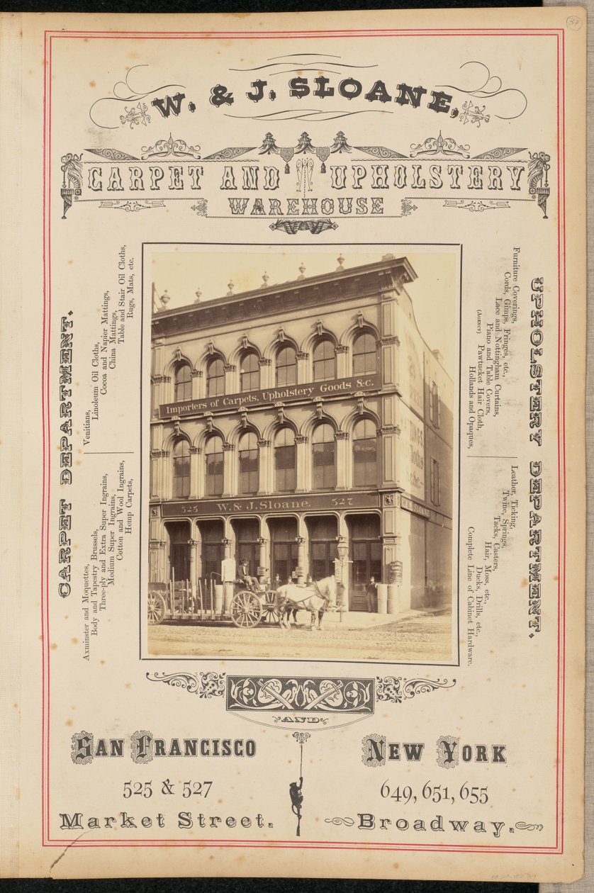 [W. and J. Sloane Carpet and Upholstery Warehouse, San Francisco]. af I. W. Taber