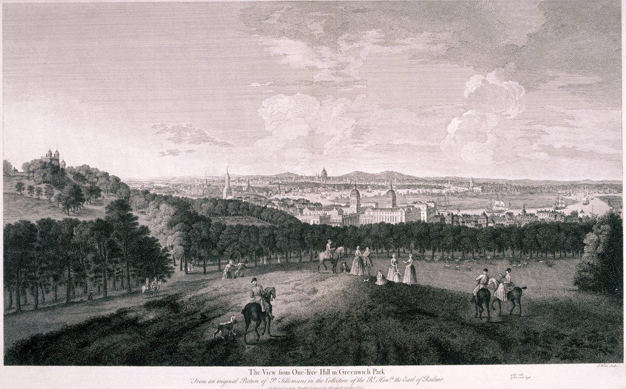 Udsigt fra Greenwich Park, London, c1774 af I Wood