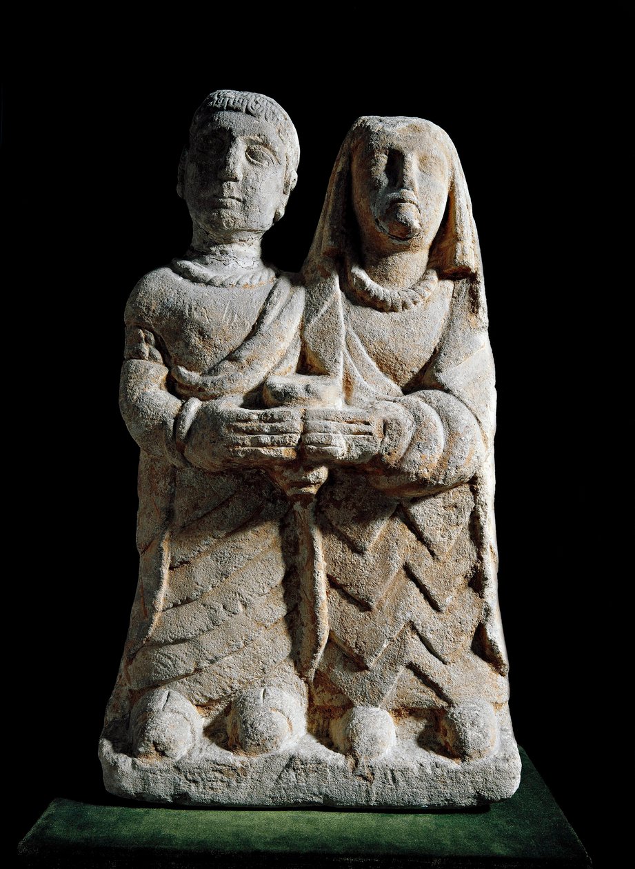 Iberisk kunst: statuette af et par, der giver et offer. Skulptur fra Albacete, Spanien. 4.-2. århundrede f.Kr. Madrid, Nationalt Arkæologisk Museum af Iberian