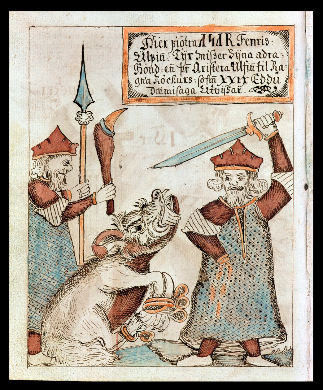 Den nordiske gud Tyr mister sin hånd til den bundne ulv, Fenrir af Icelandic School