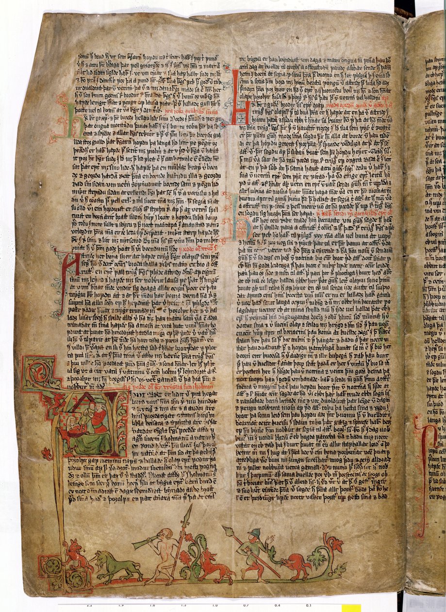 Dåb af kong Olaf Tryggvason, fra Flateyjarbok (The Book of Flatey) slutningen af det 14. århundrede af Icelandic School