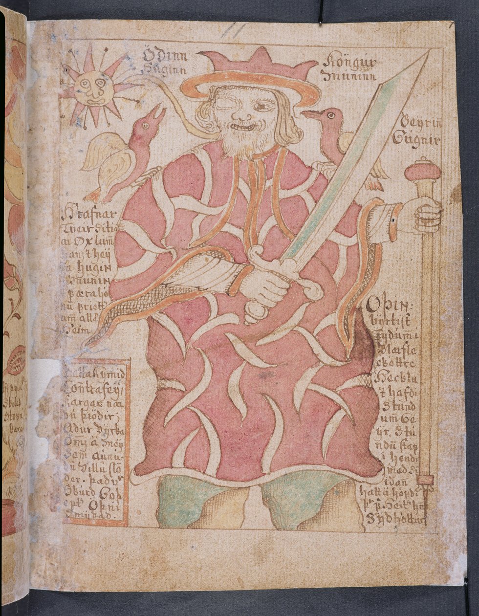 Odin, fra Melsteds Edda (pen & blæk og wc på papir) af Icelandic School