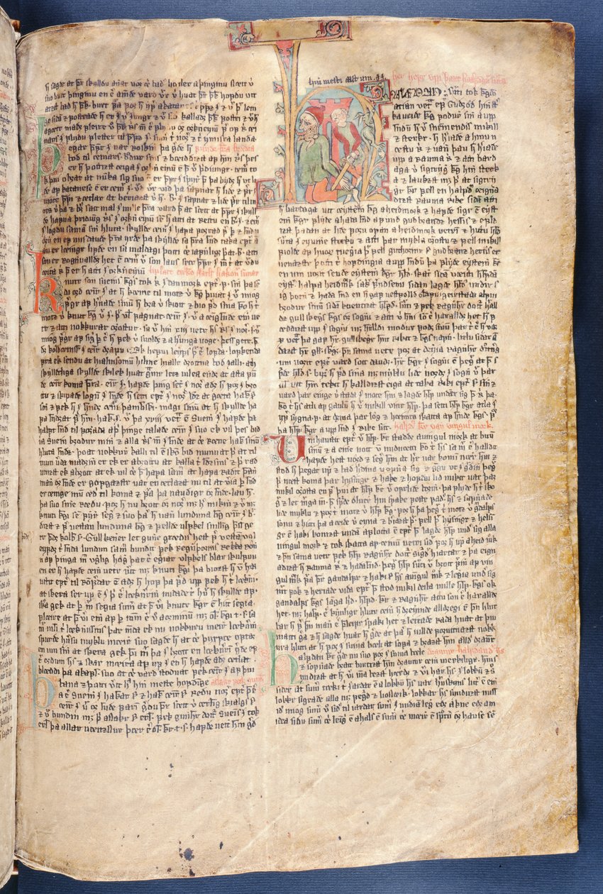 Begyndelsen på Fortællingen om Halfdan den Sorte, fra Flateyjarbok (The Book of Flatey) slutningen af det 14. århundrede af Icelandic School