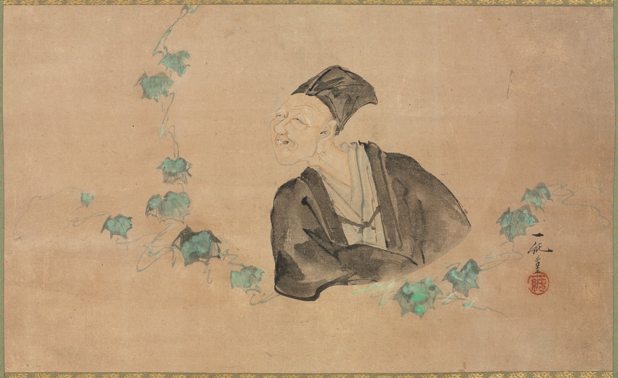 Portræt af Basho, 1700-tallet. af Ichijun