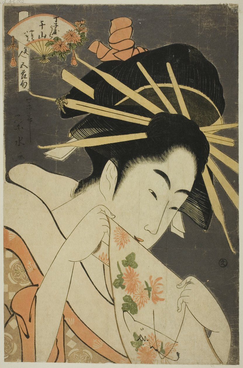 Courtesan Senzan fra Chojiya, fra serien "De fem festivalers skønheder (Bijin gosekku)" af Ichirakutei Eisui