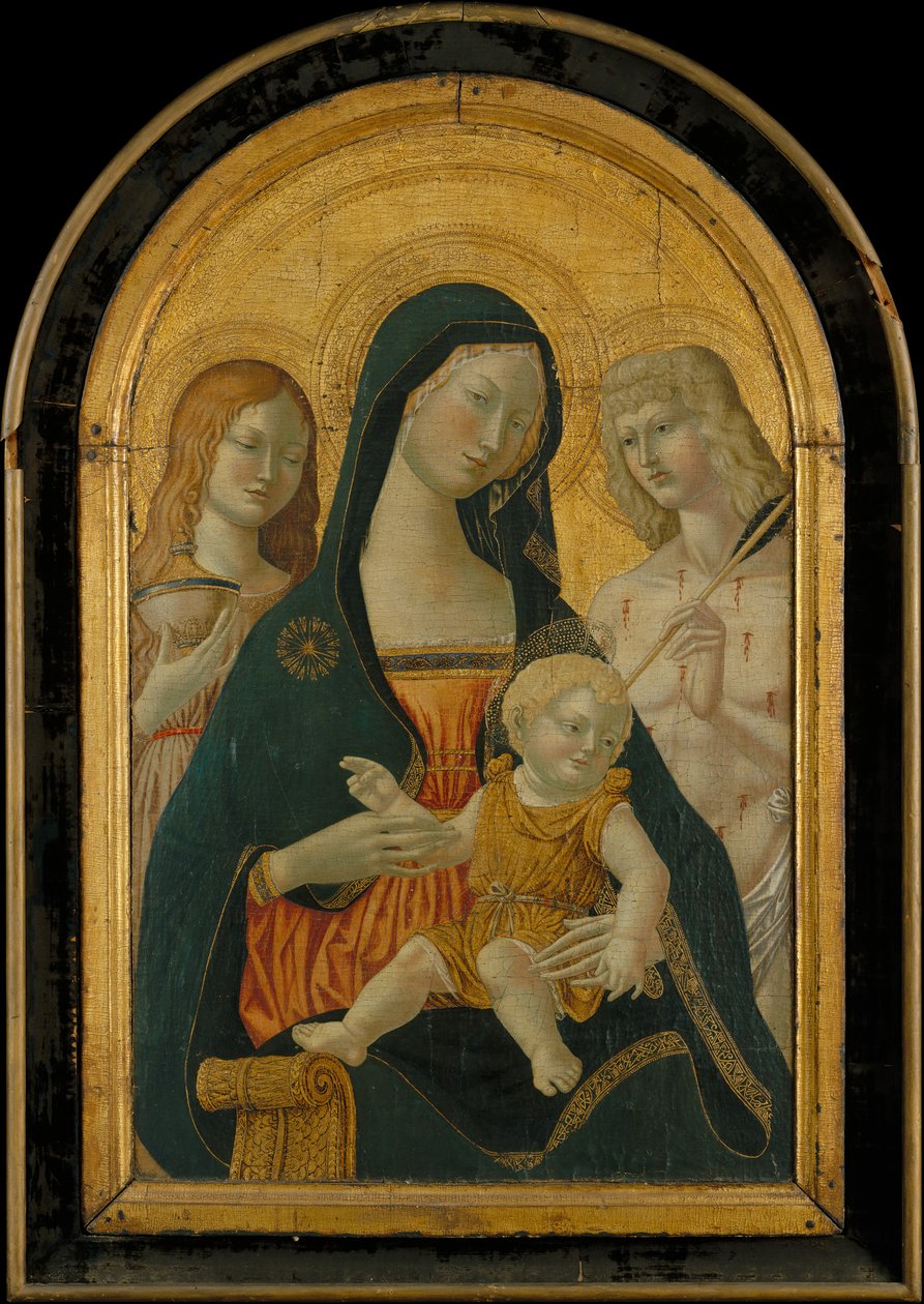 Madonna og barn med de hellige Maria Magdalena og Sebastian..., 1800-begyndelsen af det 20. århundrede. af Icilio Federico Joni