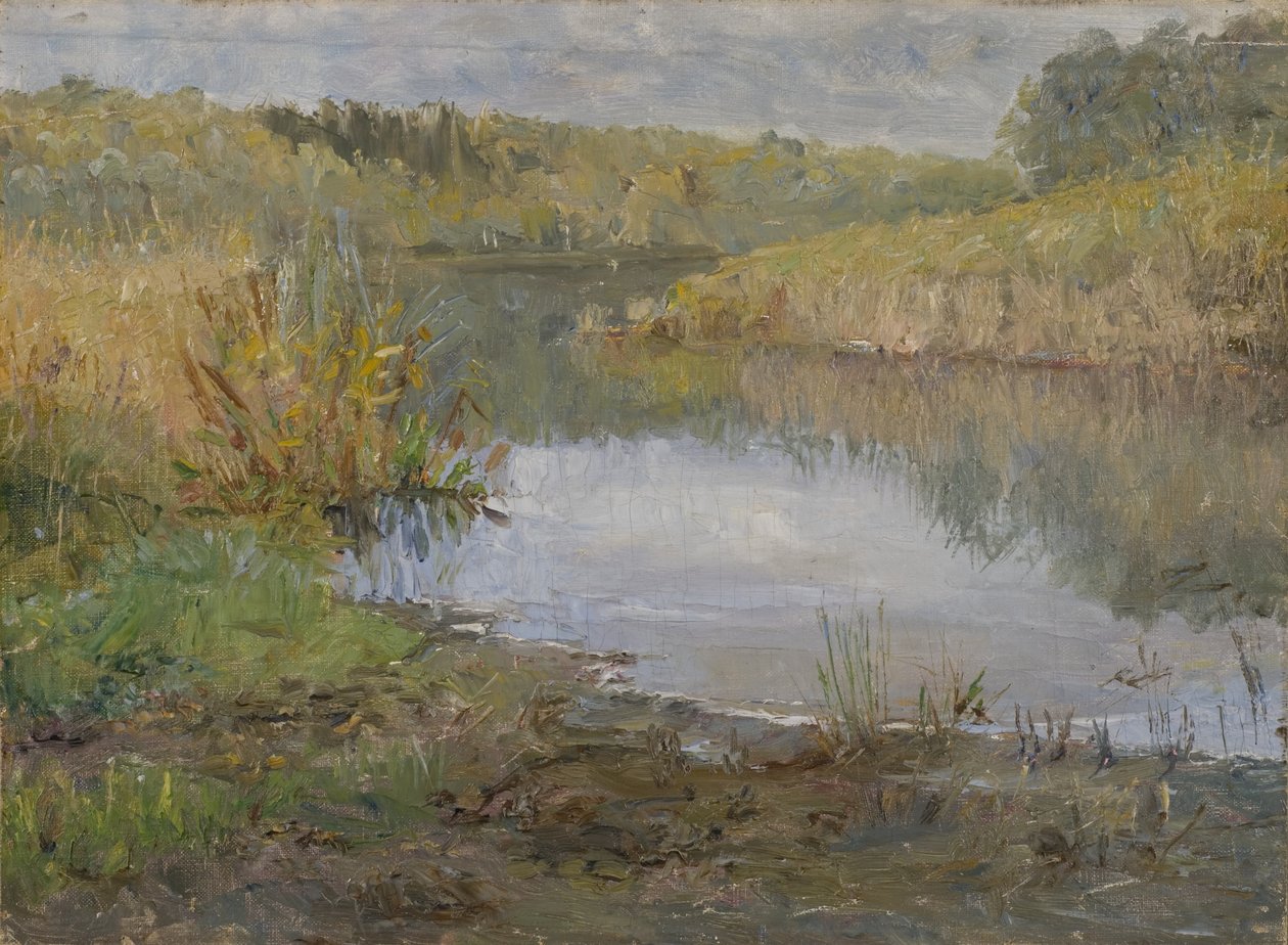 En flod i Frankrig (olie på lærred monteret på pap) af Ida von Schulzenheim