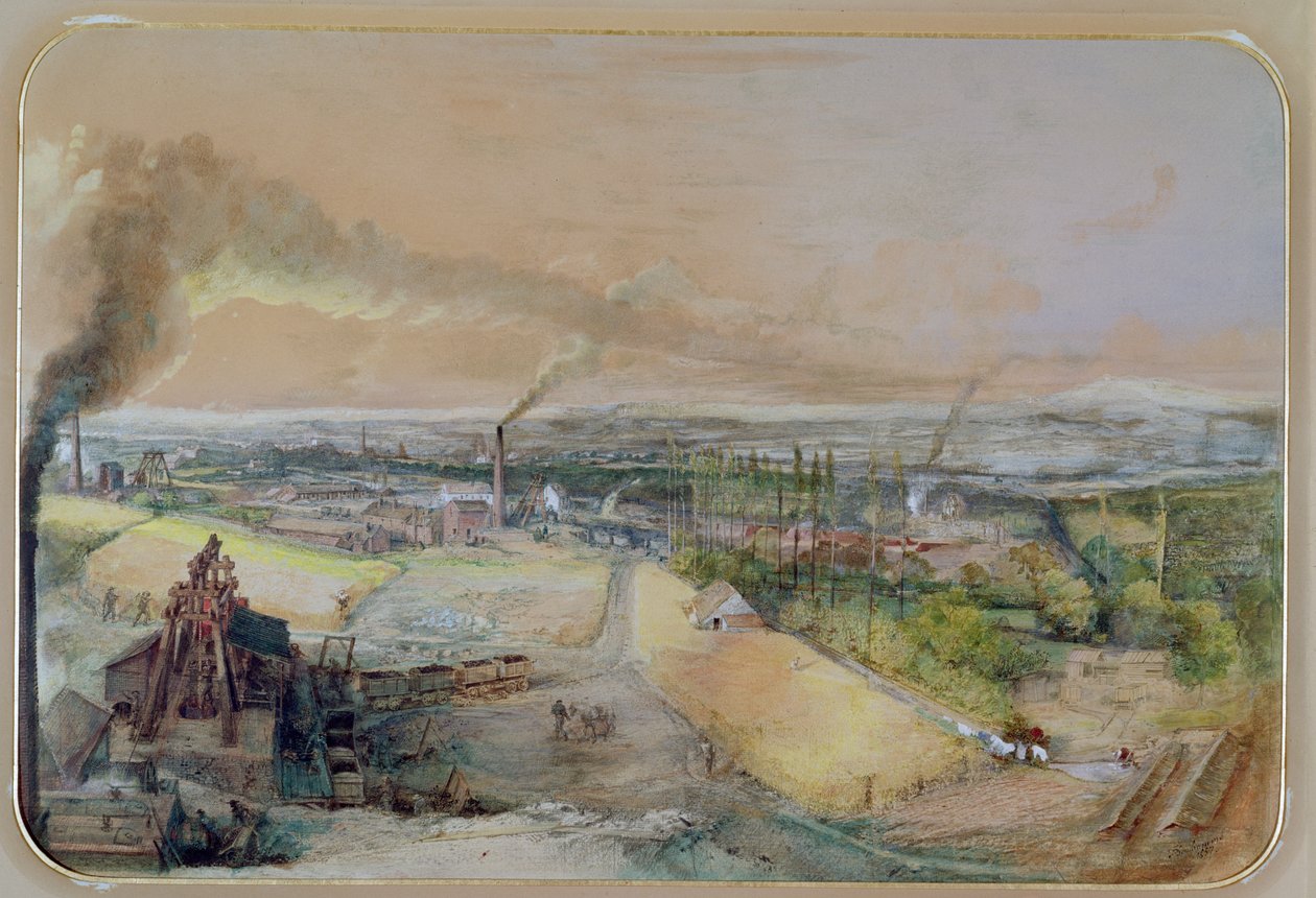 Industrilandskab i Blanzy-kulområdet, Saone-et-Loire, ca. 1860 af Ignace Francois Bonhomme