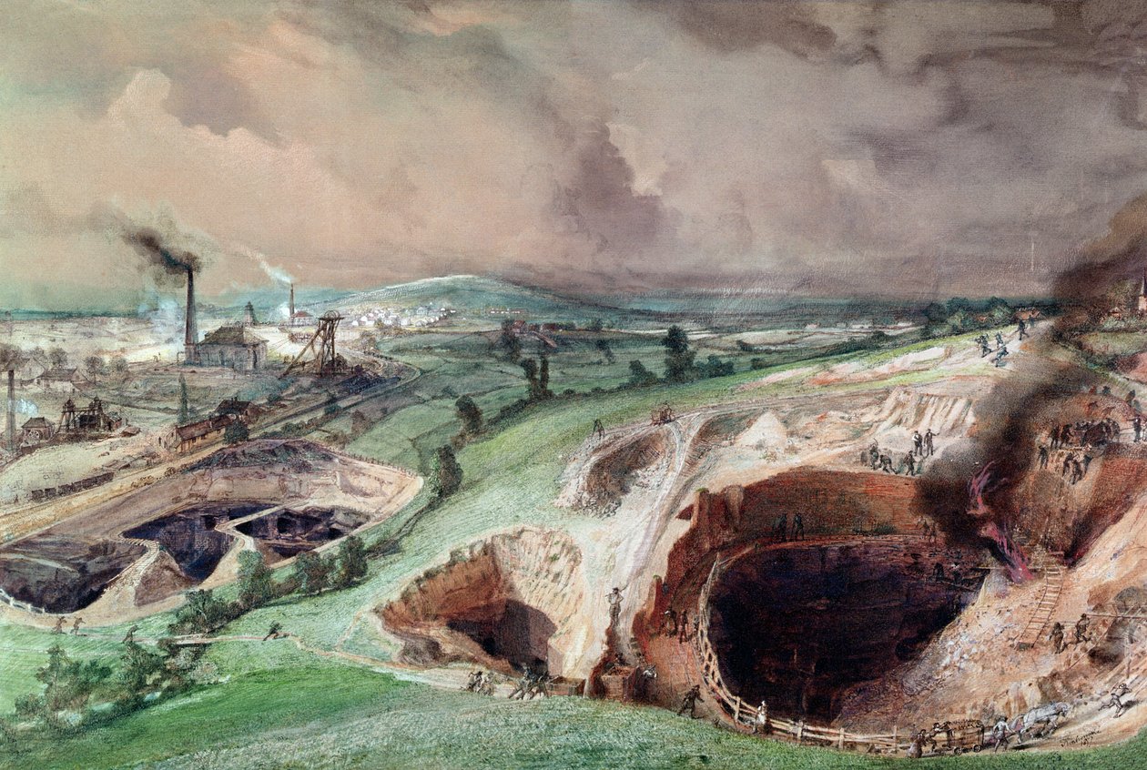 Miner i åbent brud ved Blanzy, Saone-et-Loire, 1857 af Ignace Francois Bonhomme