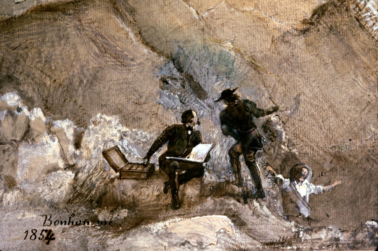 Ignace Francois Bonhomme maler udendørs af Ignace Francois Bonhomme