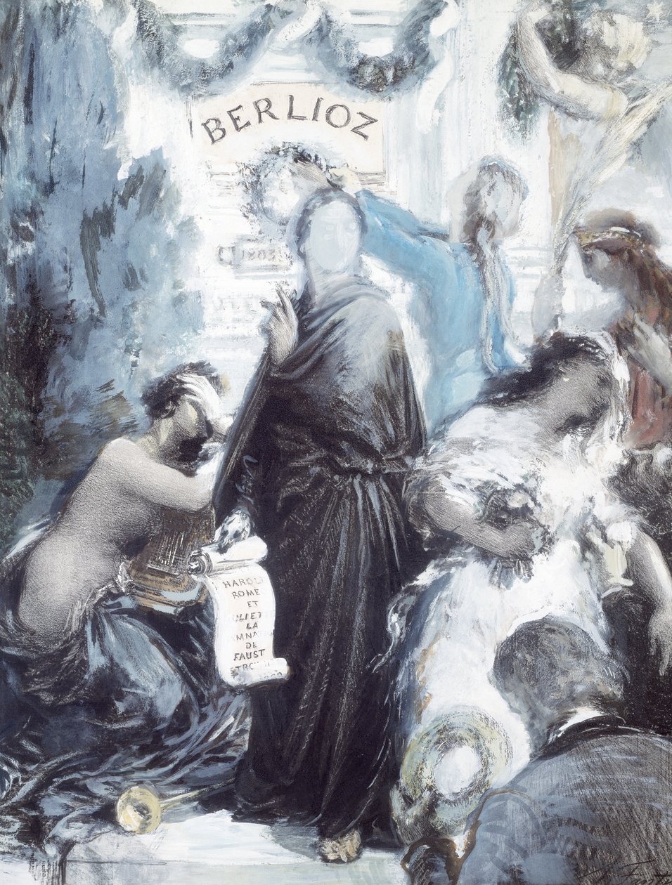 Akvarellitografi til minde om 100-året for Hector Berlioz