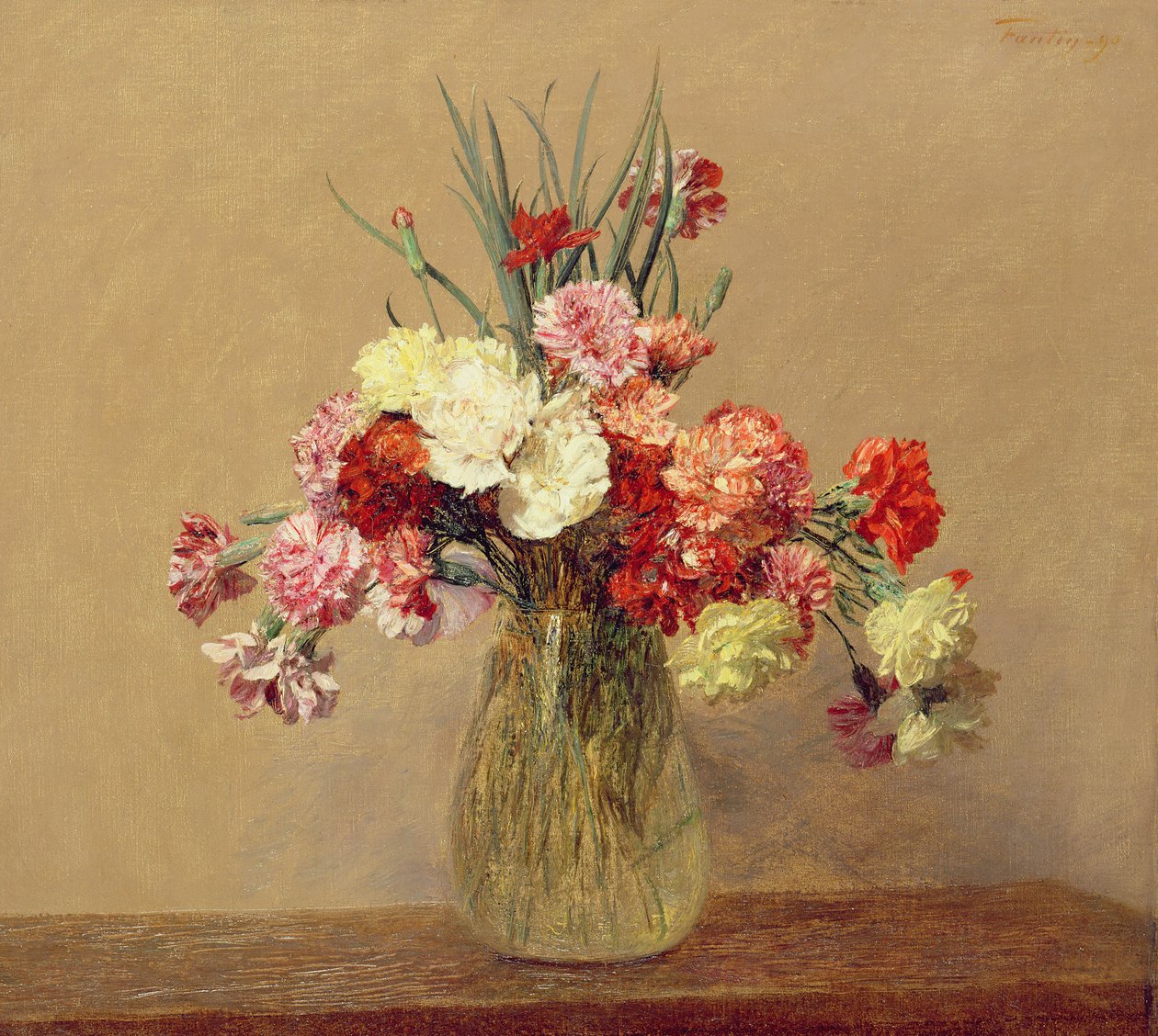 En buket nelliker, 1890 af Ignace Henri Jean Fantin Latour
