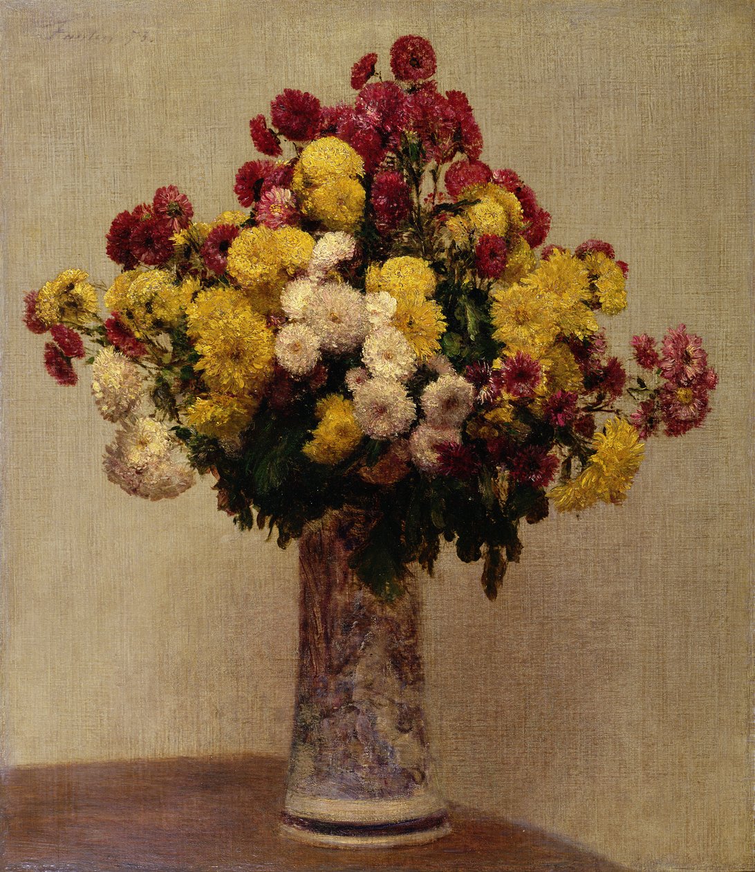 Krysantemum i en vase, 1873 af Ignace Henri Jean Fantin Latour
