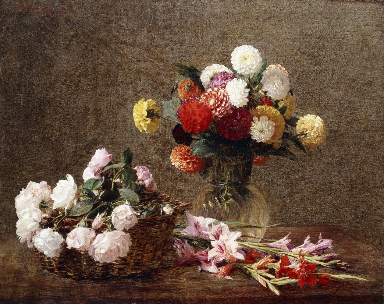 Dahliaer, 1896 af Ignace Henri Jean Fantin Latour