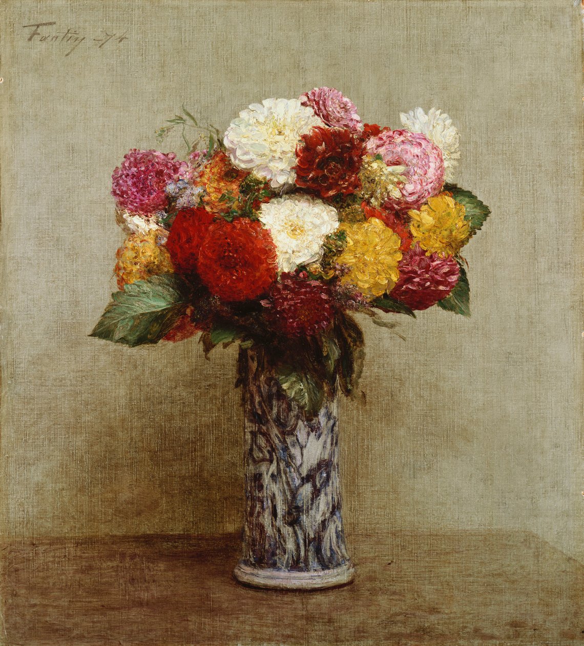 Dahliaer i en kinesisk vase, 1874 af Ignace Henri Jean Fantin Latour