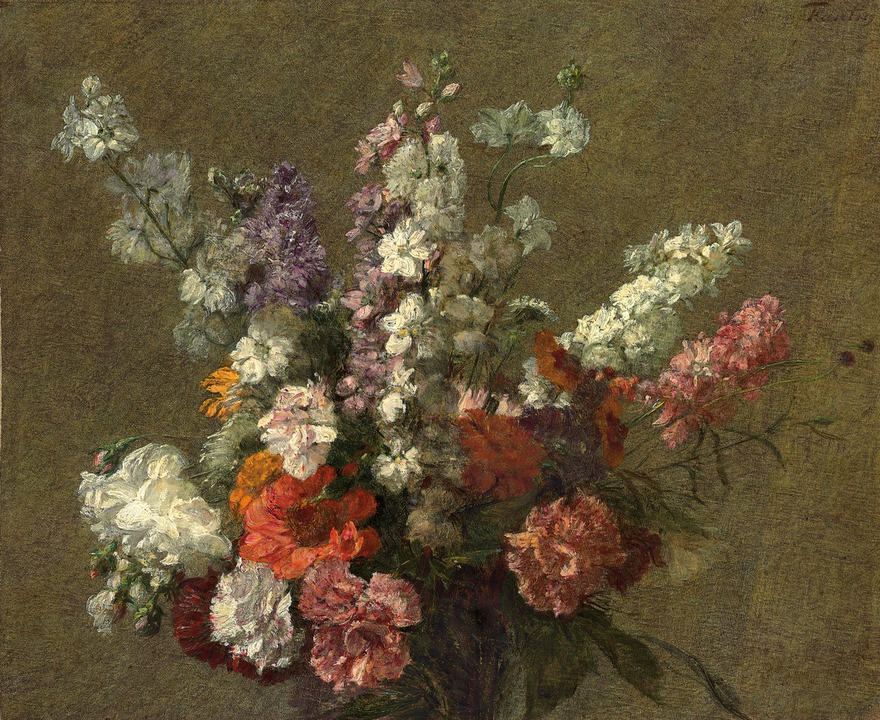 Delphiniums; Lærkespore, 1899 af Ignace Henri Jean Fantin Latour