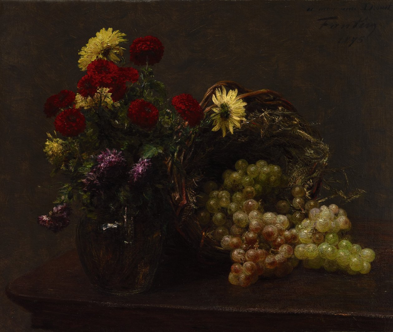 Blomster og Druer af Ignace Henri Jean Fantin Latour
