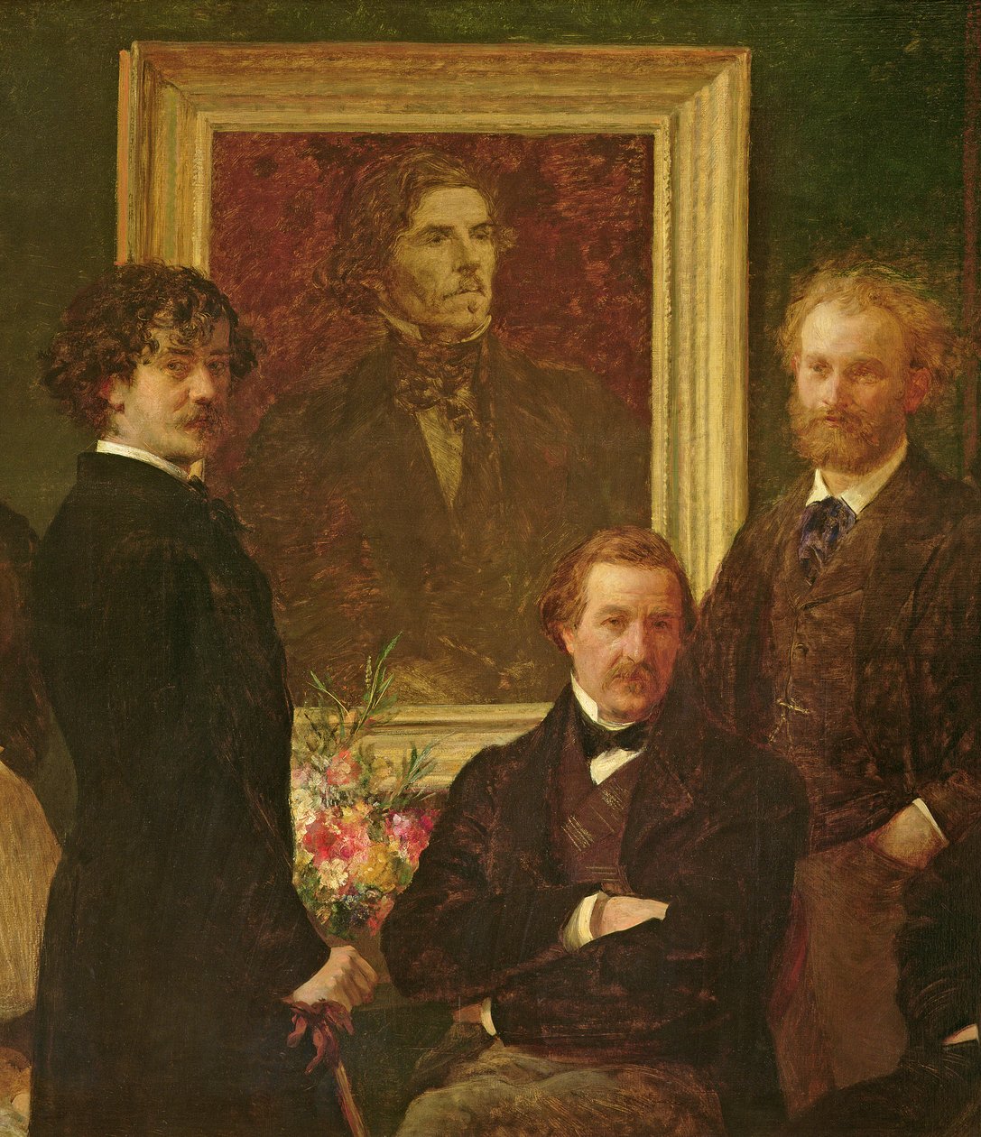 Hyldest til Delacroix, 1864 olie på lærred detalje af 74954 af Ignace Henri Jean Fantin Latour