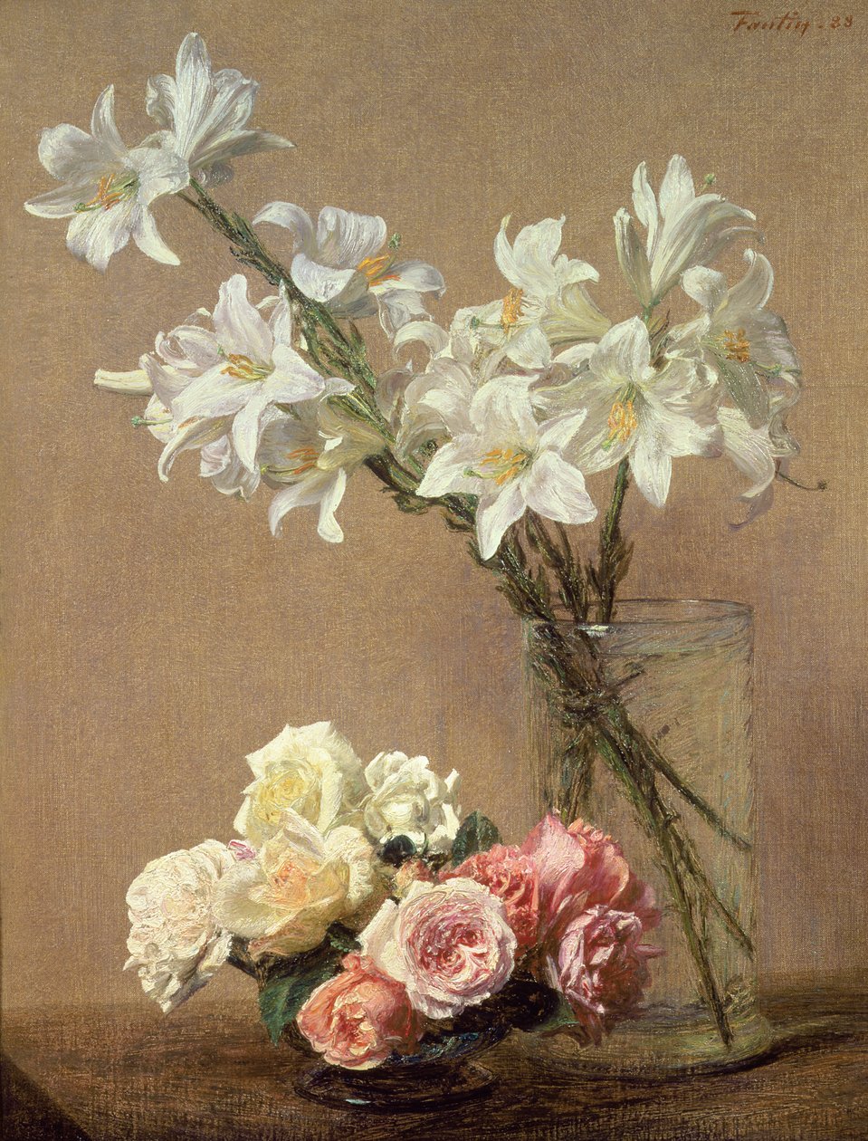 Liljer i en vase, 1888 af Ignace Henri Jean Fantin Latour