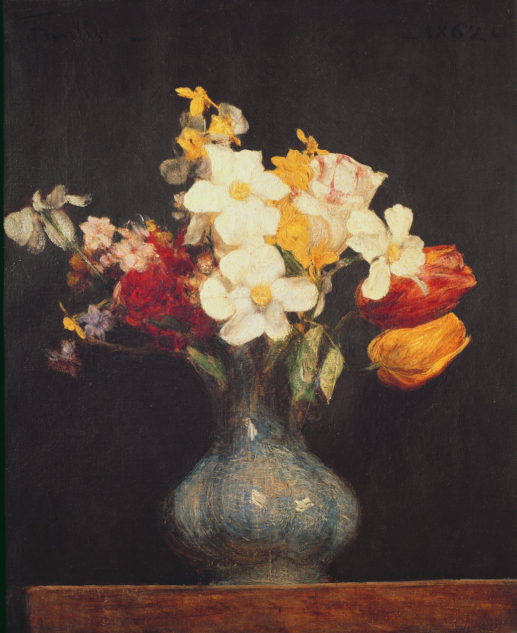 Narcisser og tulipaner, 1862 af Ignace Henri Jean Fantin Latour