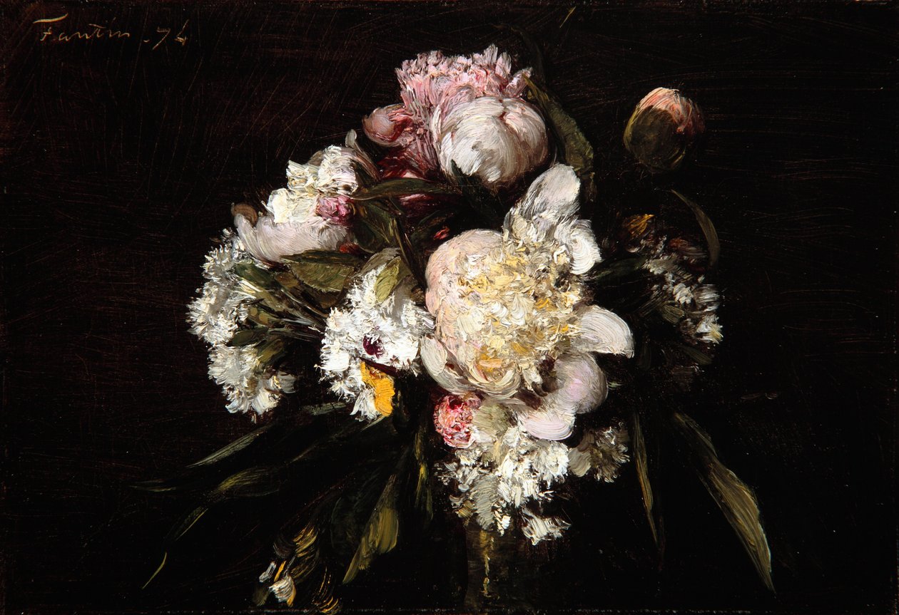 Pæoner, hvide nelliker og roser, 1874 af Ignace Henri Jean Fantin Latour