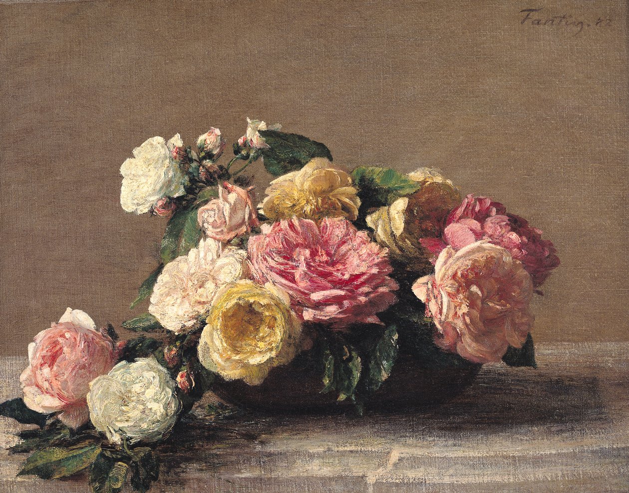 Roser i et fad, 1882 af Ignace Henri Jean Fantin Latour
