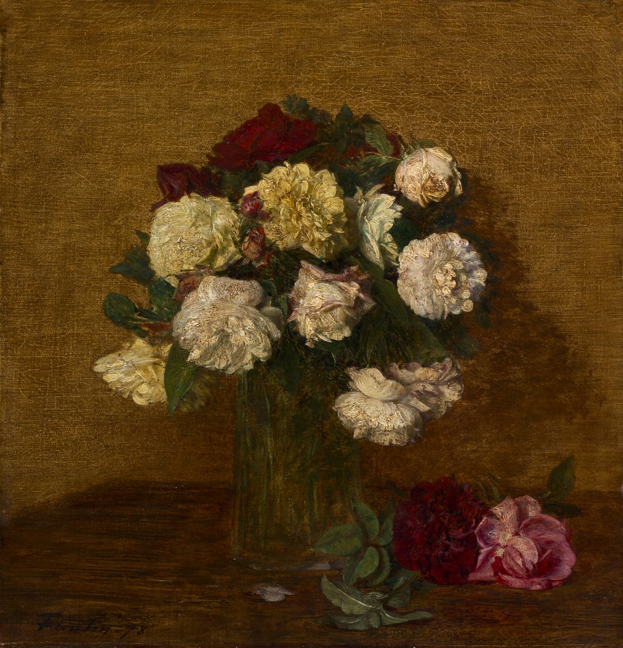 Roser i en vase, 1878. af Ignace Henri Jean Fantin Latour