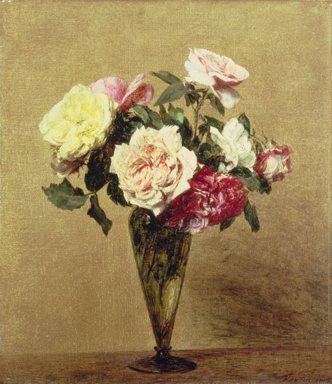 Roser i en vase, 1892 af Ignace Henri Jean Fantin Latour